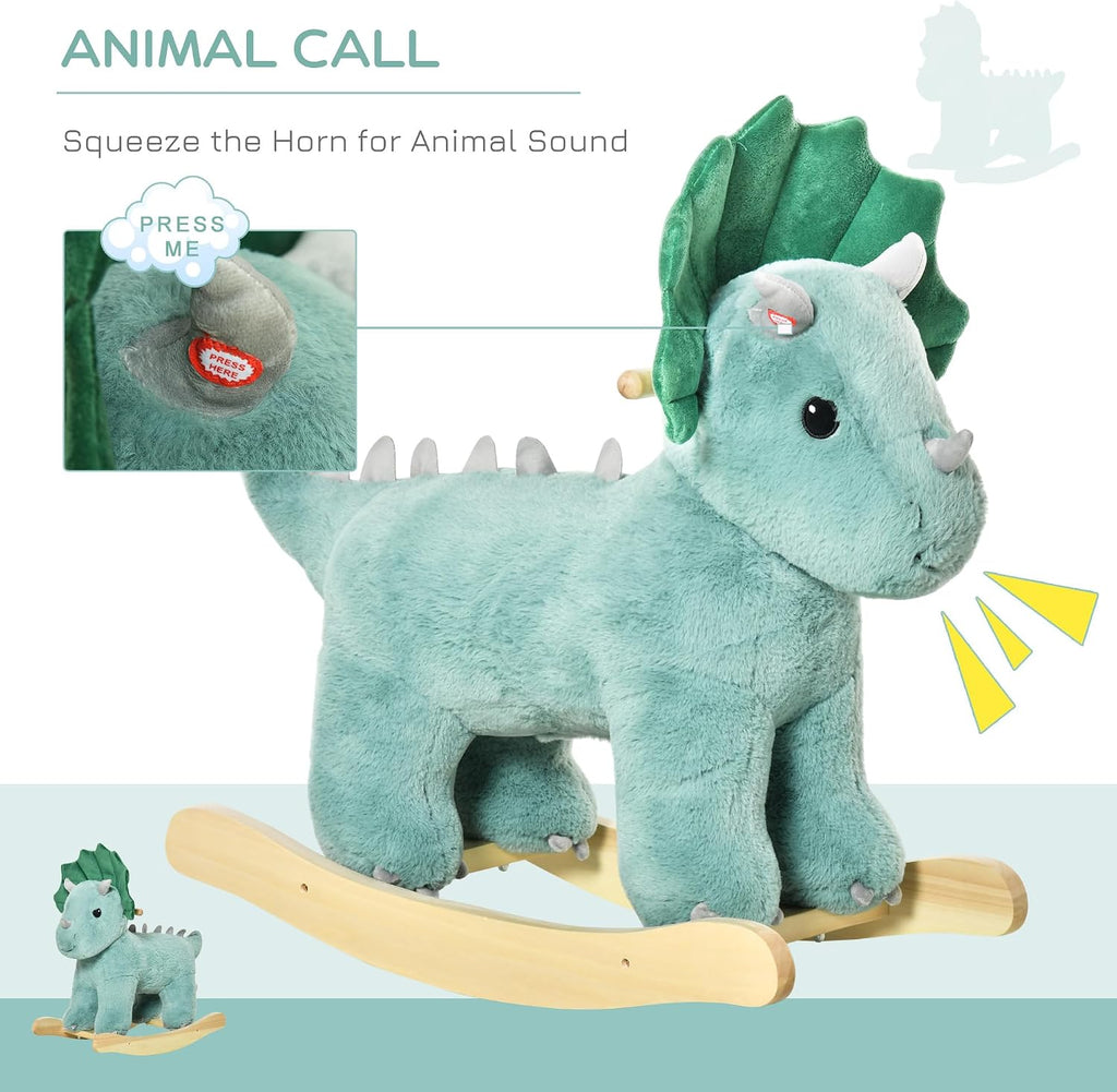 Kids Plush Ride-On Rocking Horse for Child 36-72 Months Dark Green