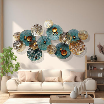Large Metal Wall Art, 50"x26" Metal Lotus Leaf Flower Wall Decor