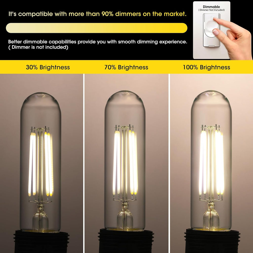 5" T10 Tubular LED Light Bulb, 60W Eq, Dimmable, Cool White 4000K, 6-Pack