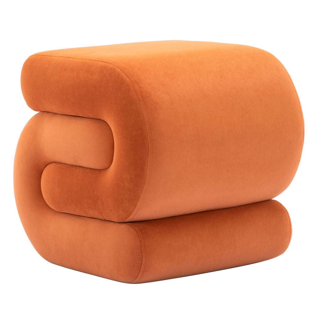 Velvet Vanity Stool, Modern S-Shaped Pouf Ottoman Footrest Makeup Chair Foot Stool Under Desk, Decorative Floor Seat