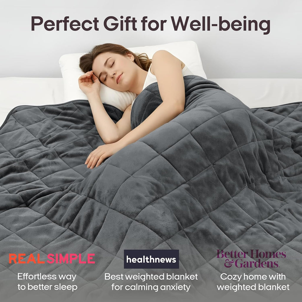 Royal Posh Velvet Weighted Blanket for Adults, 48"x72" 15lbs | Grey, Dual Sided Cozy Fluffy Heavy Blanket, Soft