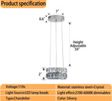 Modern Crystal Chandelier for Dining Room Luxury Silver Crystal Chandelier for Living Room Dimmable LED 11.8" Ring Pendant Light Adjustable Dimmable 2700k-6000k A122-B0D83PB558