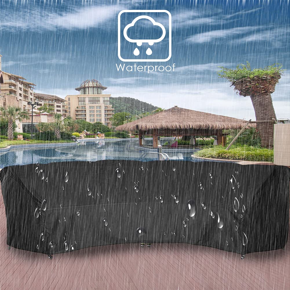 Curved Sofa Cover Outdoor Patio Furniture Cover Couch Sectional Protector Waterproof Half Moon Sofa Set Cover with
