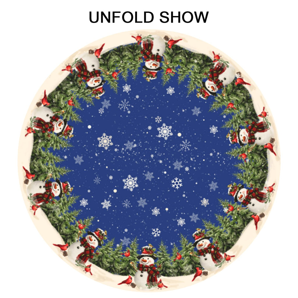 Christmas Round Tablecloth 70 Inch Snowman Winter Table Cover