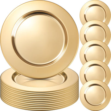 12 Pcs Stainless Steel Gold Charger Plates Bulk 13 Inch Round Set | Mirror Finish for Elegant Luxury Table Settings