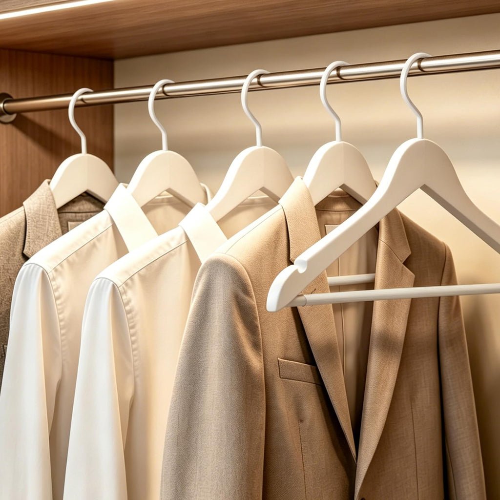All White Wooden Hangers, Solid Wood Suit Hangers with Extra Thick Hook and Non Slip Pants Bar, Heavy Duty Coat