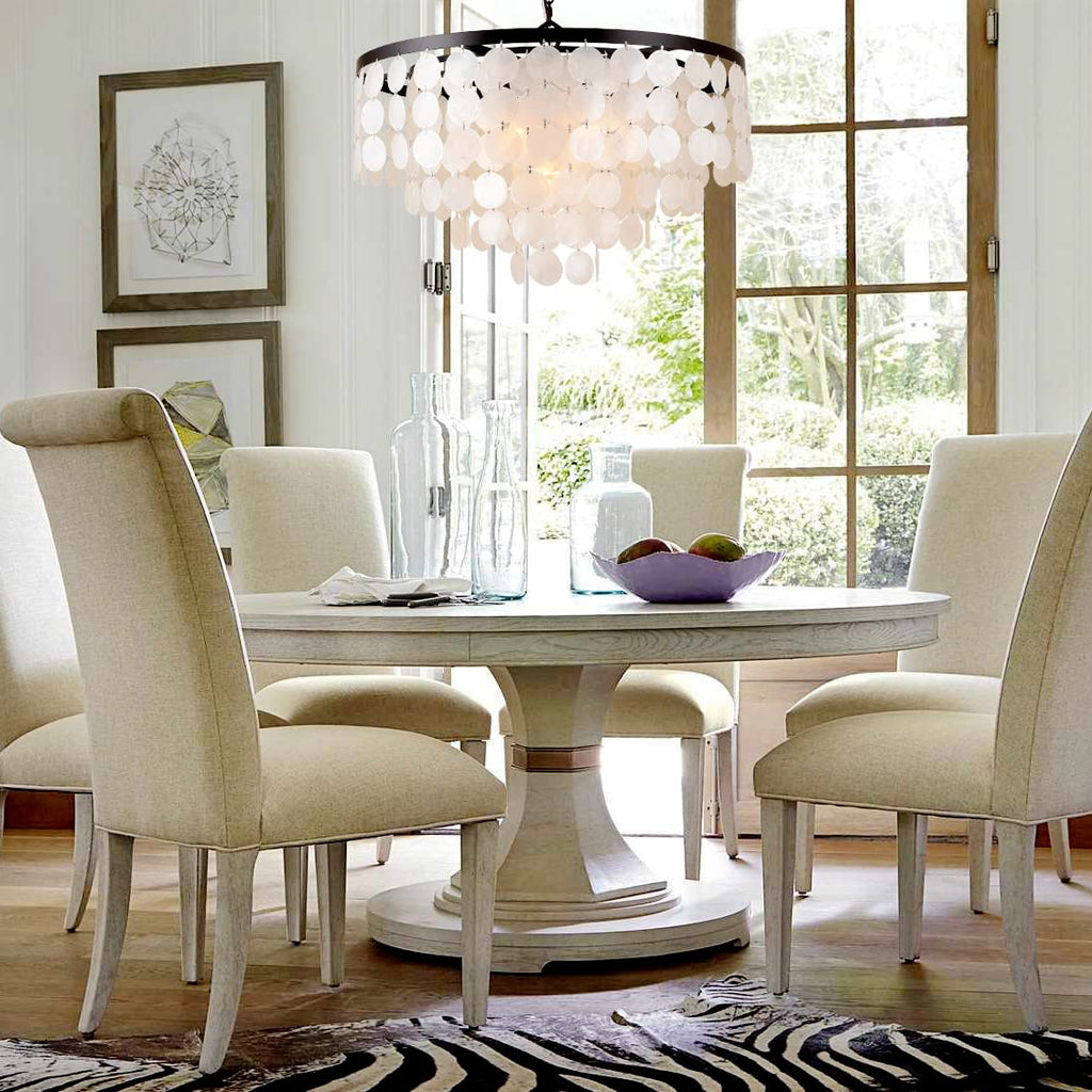 24" Capiz Shell Chandeliers, Antique Bronze Finish, Ceiling Hanging Lighting Fixtures, ETL Listed
