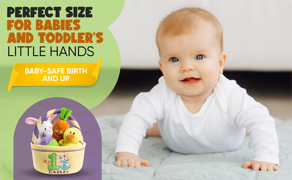 Baby's My First Easter Basket: Deluxe 5-Piece Set with Easter Bunny, Baby Chick, Carrot & Easter Egg - Perfect Easter