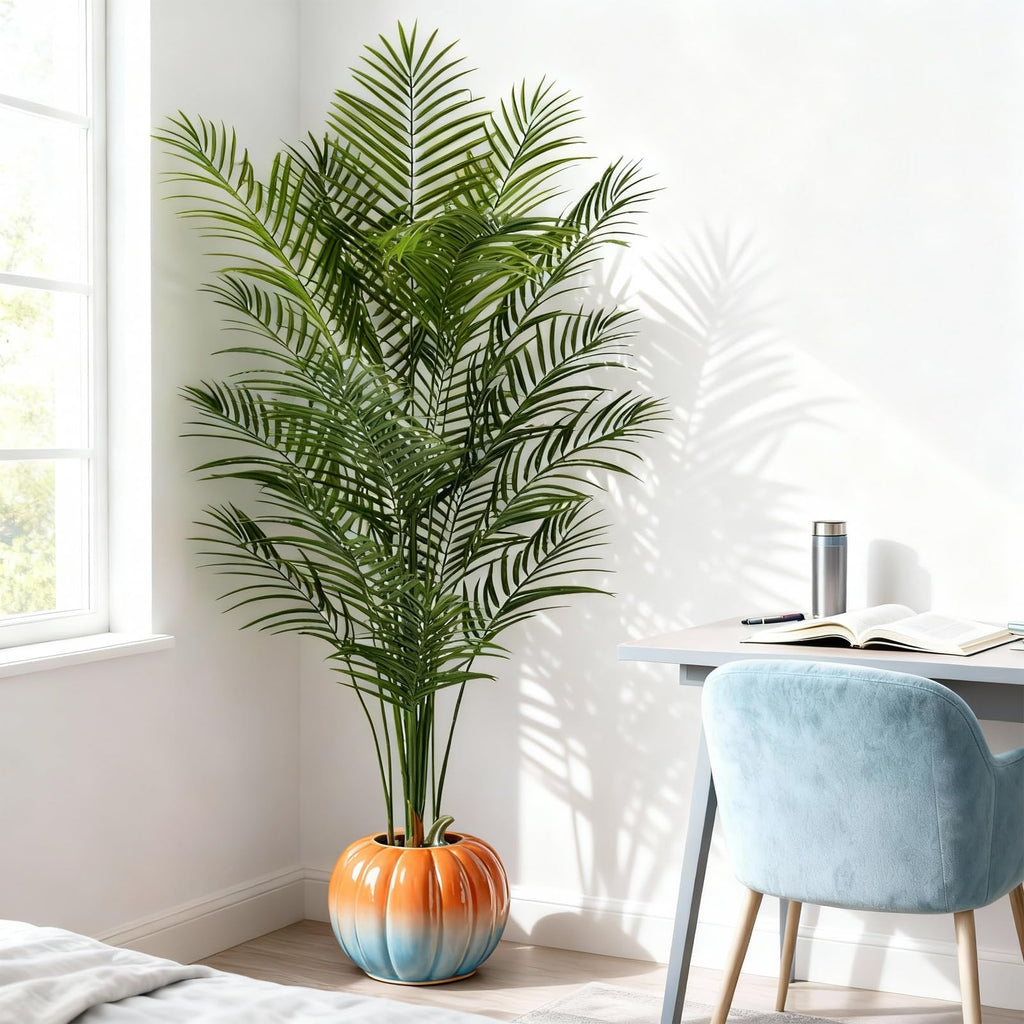 Artificial Areca Palm Plant 7Ft Fake Tropical Palm Tree Perfect Faux Dypsis Lutescens Plants in Pot for Indoor