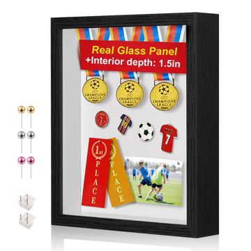 11x14 Shadow Box Frame with Shatterproof Clear Glass & Push Pins