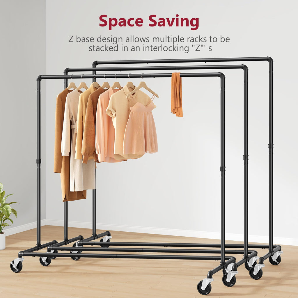 2 Packs Black Clothing Racks for Hanging Clothes Heavy Duty Z Racks