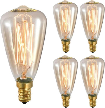 E14 25W Vintage Edison ST48 Squirrel Cage Filament Light Bulb - Dimmable Tear Drop Antique Candelabra Incandescent