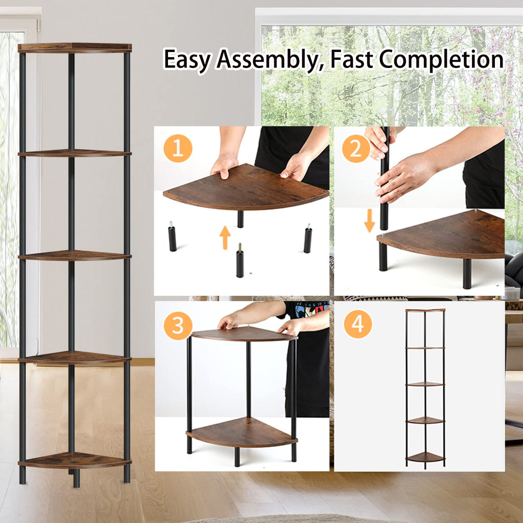 5 Tier Corner Shelf, 65" Tall Corner Shelves Decor