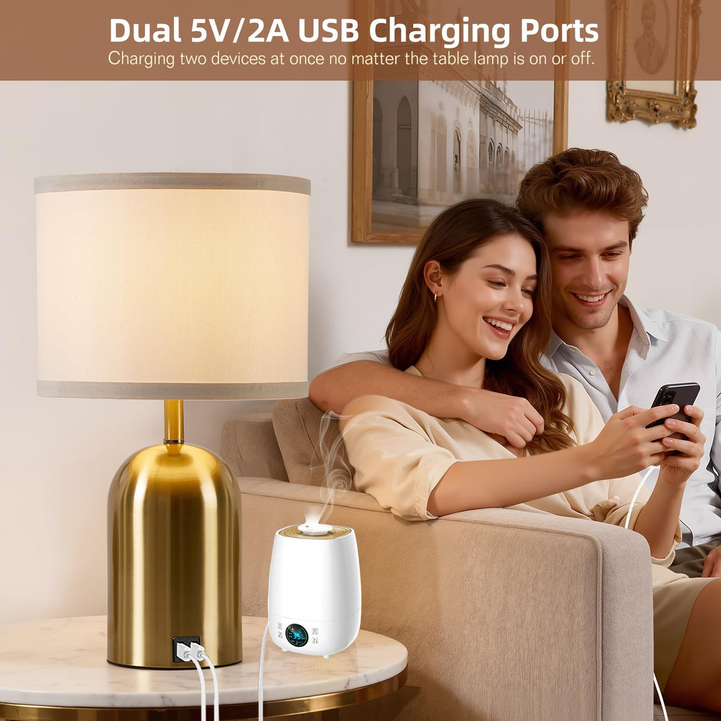 Touch Control Table Lamps Set of 2, Gold Bedside Lamps