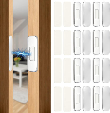 8 Pack Magnetic Cabinet Door Catch, No Drill Adhesive Magnets with Soft Felt Pad, Ultra Thin Quiet Close Anti-Scratch