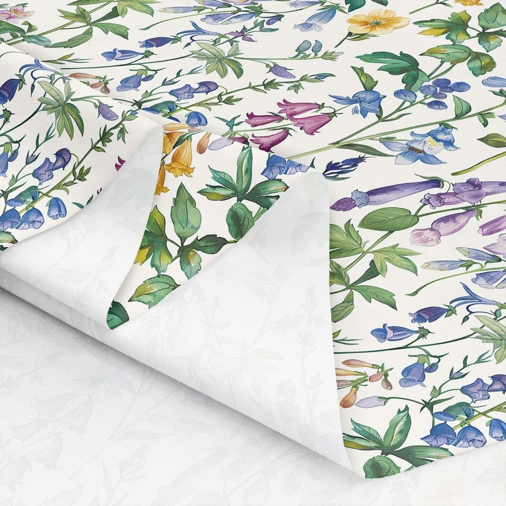 Purple Flowers Fabric By The Yard, Rustic Plants Indoor Outdoor Fabric, Blue Petals Cartoon Upholstery Fabric, Retro