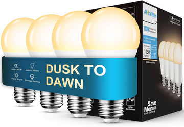 Dusk to Dawn Light Bulbs, 100W Eq., E26, 110-130V, 3000K, 4Pack