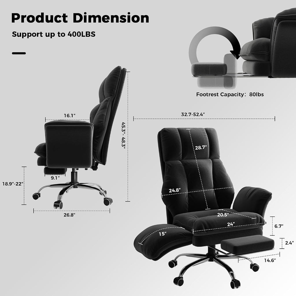 Big and Tall Office Chair, Flip Armrests for Pets & Cross Legged Sitting | Executive Ergonomic Computer Gaming Chair