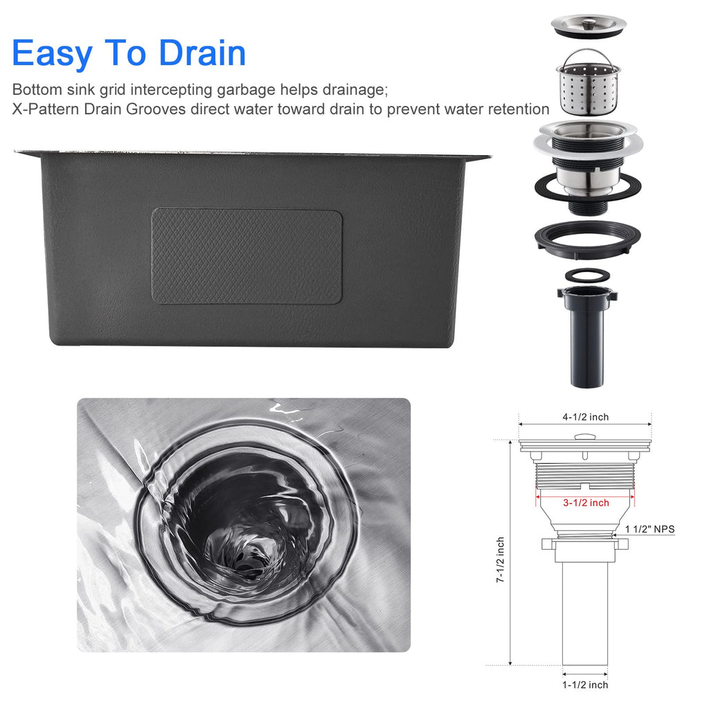 28"x18" Undermount Single Bowl 304 Stainless Steel