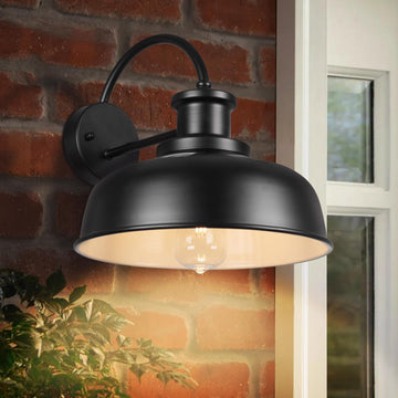 Solar Barn Light Outdoor, Farmhouse Dusk to Dawn Sensor Wall Sconce, 12 Inch Rustic Solar Powered Exterior Light
