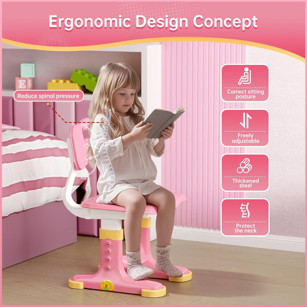 Kids Desk and Chair Set, Height Adjustable Kids Desk