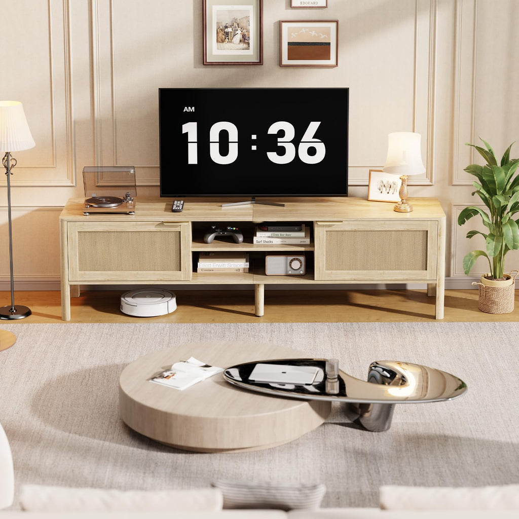Rattan TV Stand Oak 58"