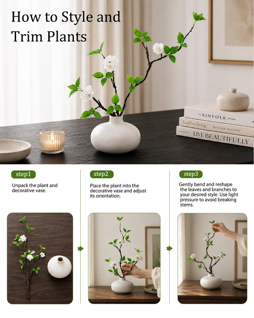 Artificial Greenery in Vase - 20'' Realistic Greenery with Vase Small Fake Plants Potted Plant Faux Plants Indoor