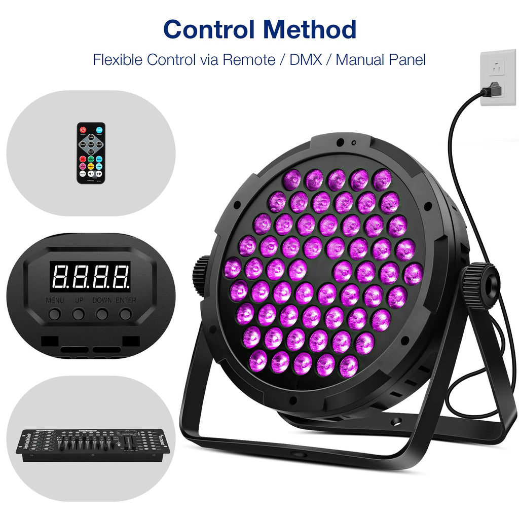 90W 60LED Dimmable Stage Par Light by Remote & DMX Control - 2Pack