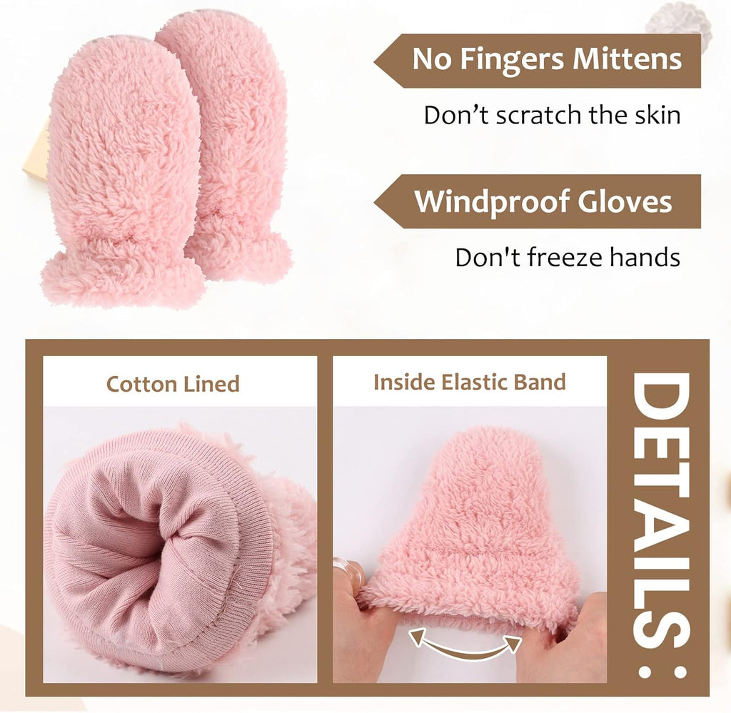 Fleece Baby Hat Scarf Mitten Set Winter Toddler Beanie for Infant