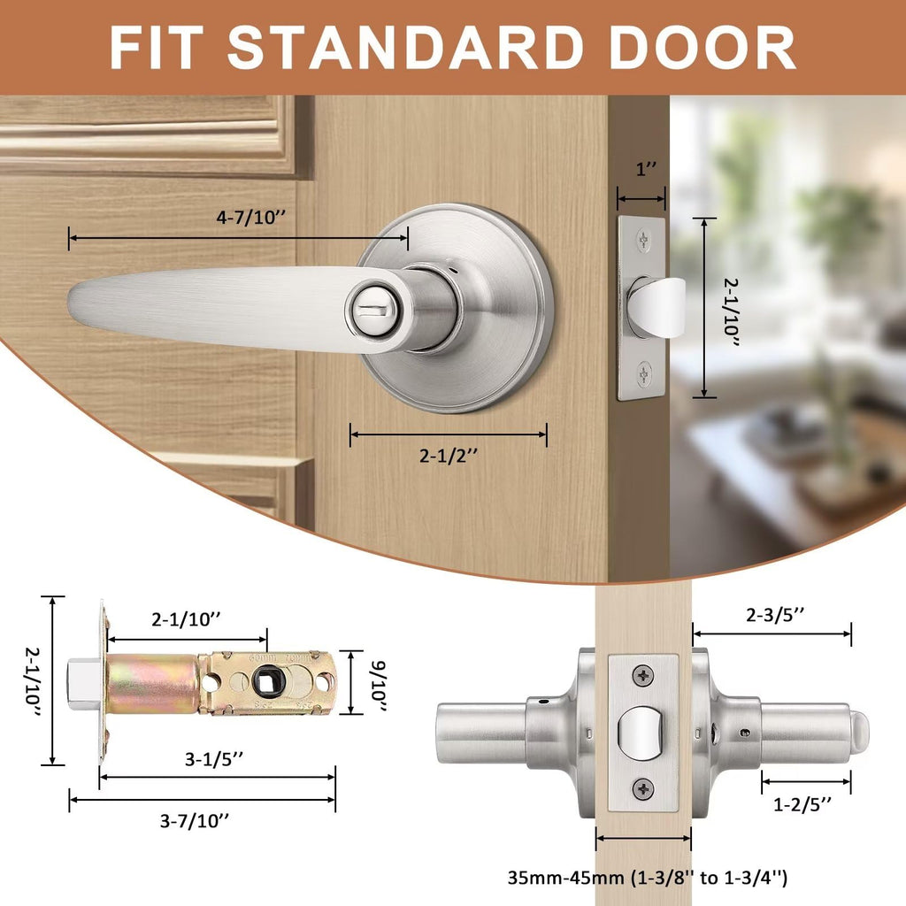 10 Pack)Privacy Door Lever Door Handle Keyless Leverset, Locked in Side Home/Office Door Lockset,Modern&Durable in