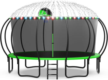 Trampoline 8 10 12 14 15 16FT, 1500LBS Weight Capacity Backyard Trampoline Outdoor with Basketball Hoop, Enclosure