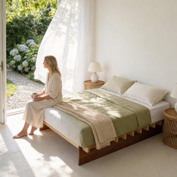 Wood Platform Bed Frame, Japanese Joinery Bed Frame, Walnut