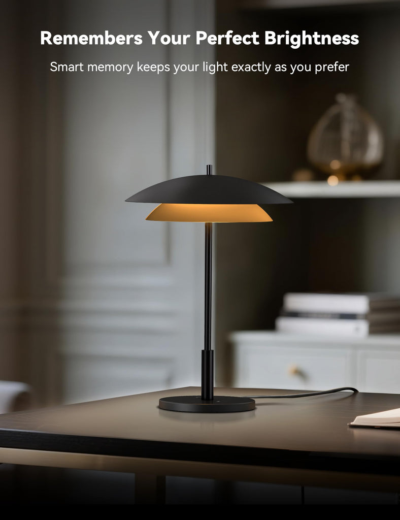 Bedside Table Lamp, Modern Mid Century Dimmable LED USB-C Desk Lamps
