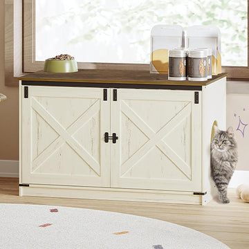 Cat Litter Box Enclosure, Hidden Litter Box Furniture with Divider