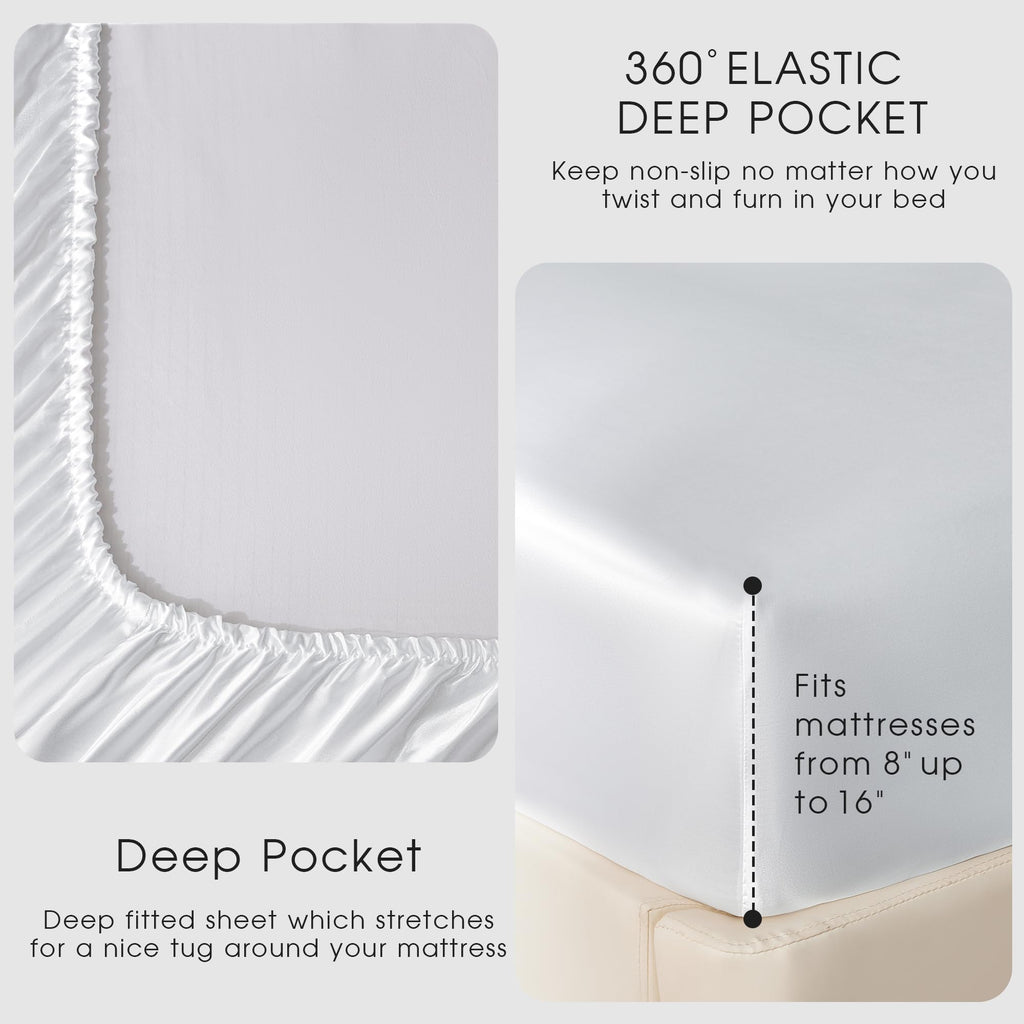 Satin Sheets California King - 4 Piece Luxury Soft Silky Sheets for Hair and Skin, Similar to Silk Bed Sheet Set with