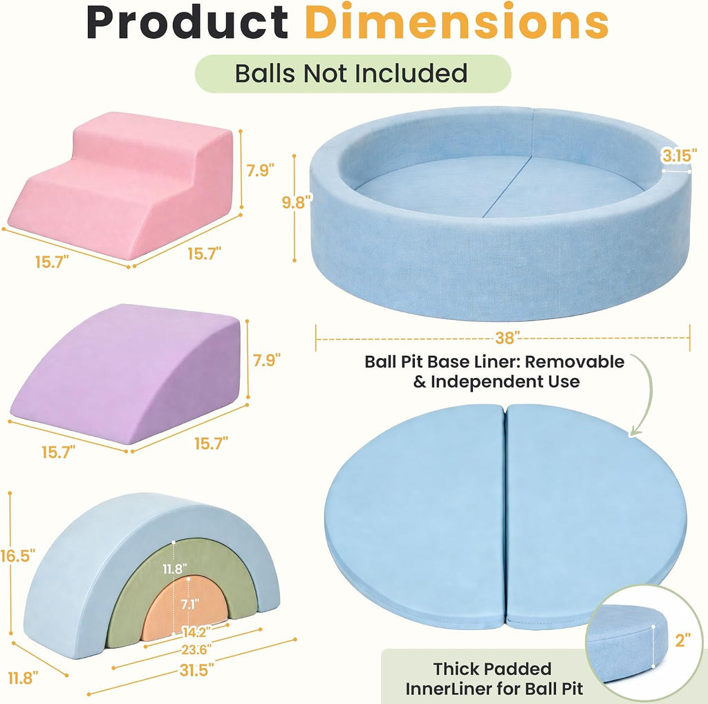 Foam Climbing Blocks for Toddlers, 38x38in Ball Pit for Babies, 8pcs