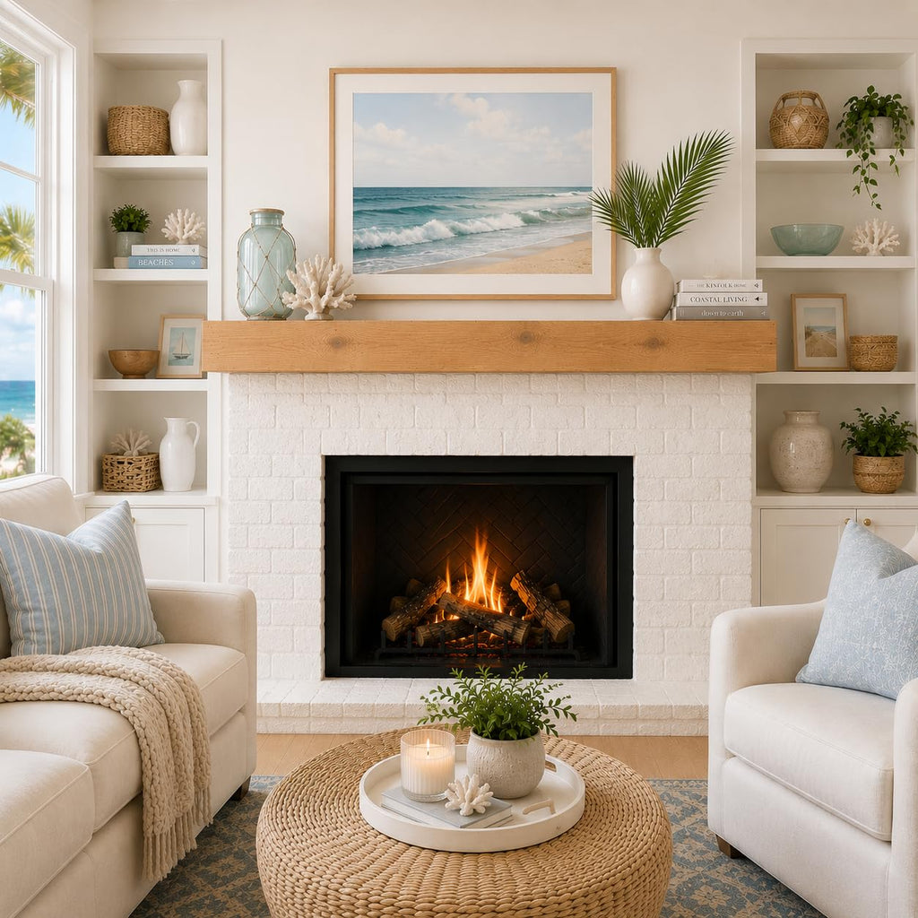 Fireplace Mantel, Rustic, Shelf, Floating Mantle, Real Wood, Beam, (Brown, 72Lx6Hx8D)