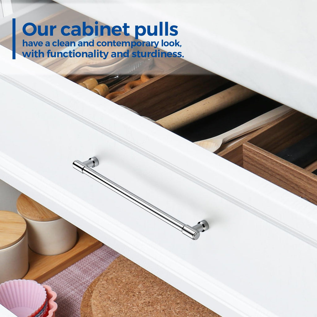 Polished Chrome Cabinet Handles Modern Pulls,7-1/2 Inch,10 Pack