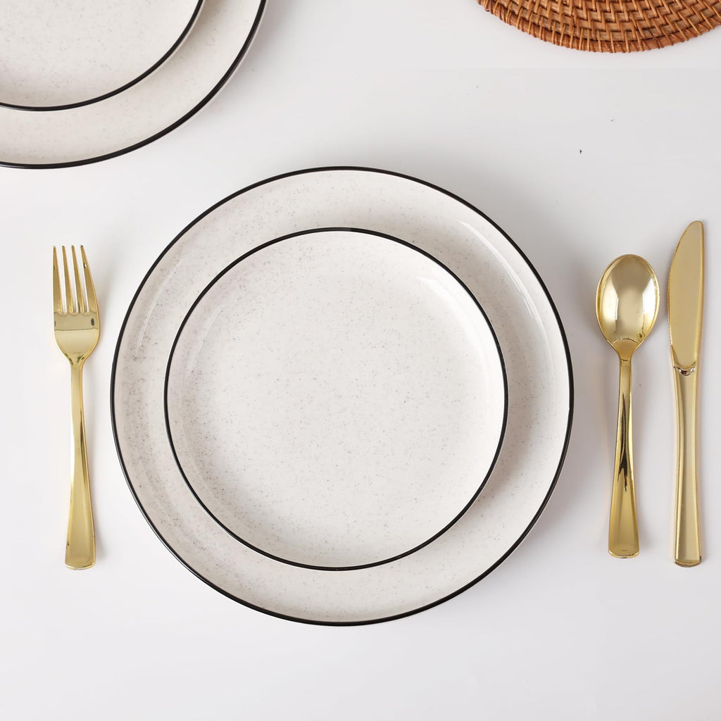 Plates and Bowls Sets for 4,12 Pieces Ceramic Dish set, White Dinnerware Set , Modern Design Plate Sets with Black