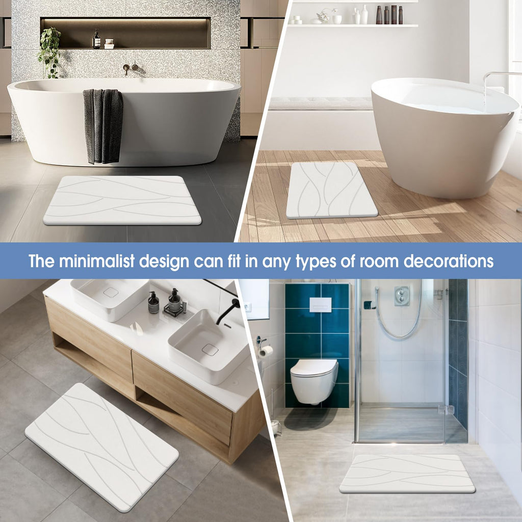 Stone Bath Mat, Diatomaceous Earth Shower Mat White