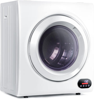 Compact Laundry Dryer, 3.5 cu ft Front Load Stainless Steel Clothes Dryers With Exhaust Pipe, 1500W, LCD Control Panel