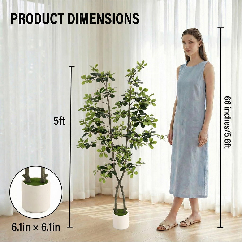 5ft Fake Olive Tree Artificial Indoor, Artificial Olive Tree with Pot, Large Olive Branches, House Living Room Decor.
