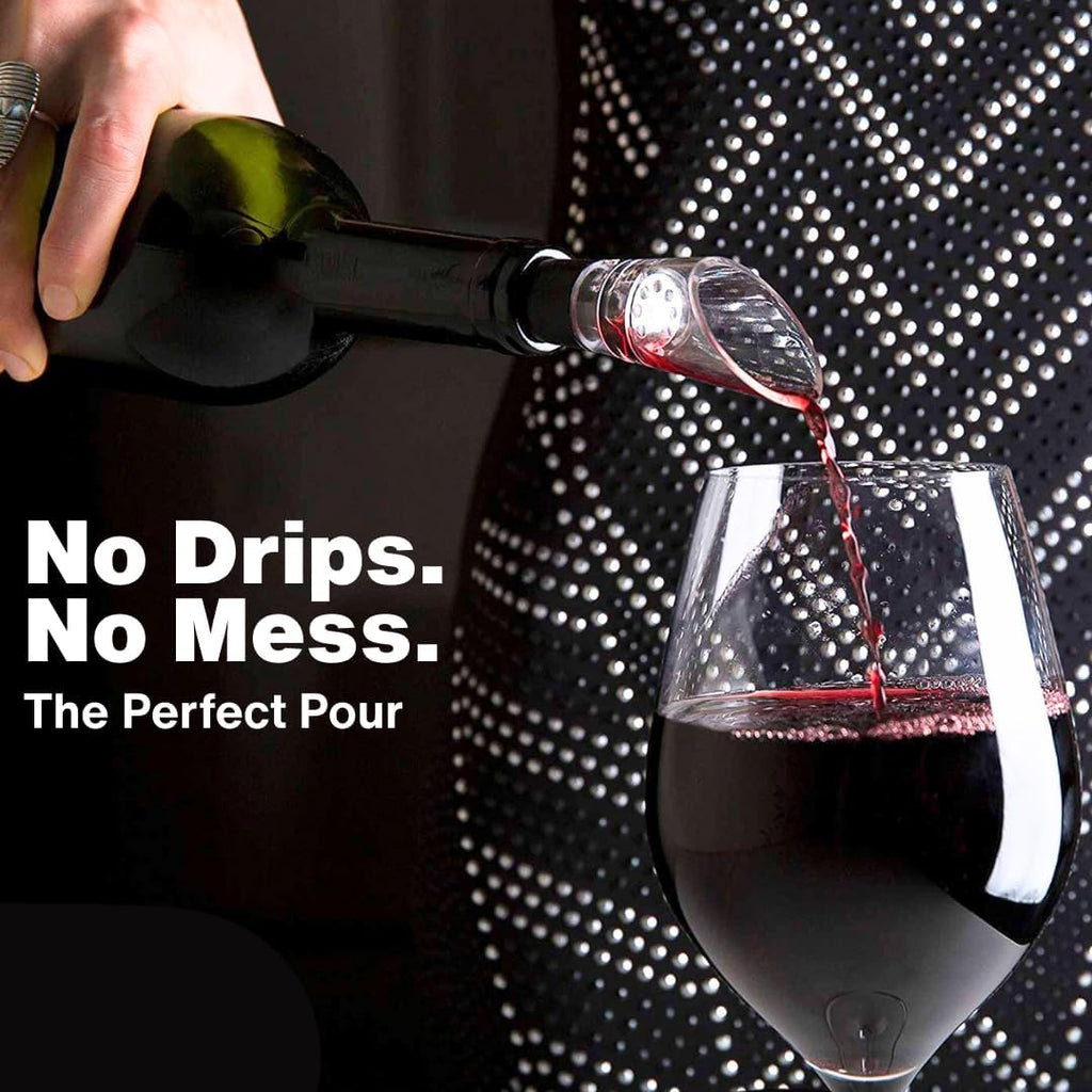 Wine Aerator Pourer (2-Pack), Decanter Spout, Black - Set of 2