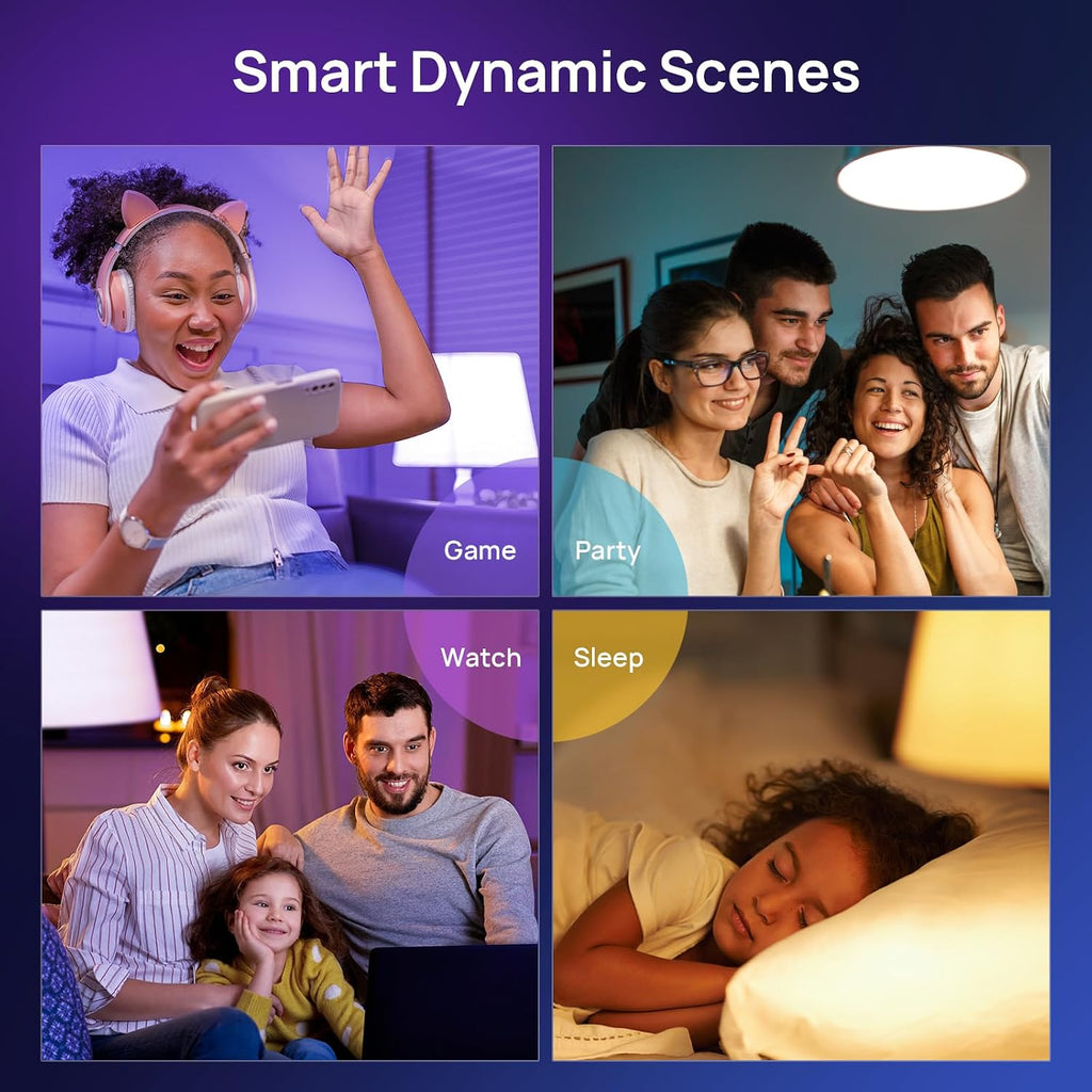 Smart LED Light Bulb, 60W Equivalent, Music Sync, Dimmable, 4 Pack