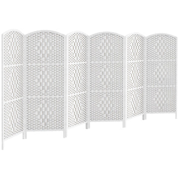Room Divider, Short Folding Privacy Screen Panel, 6 Panel, White