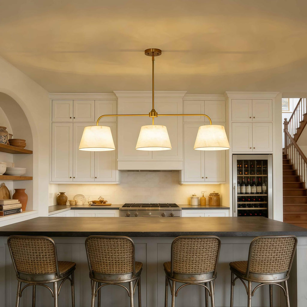 40" Brass Kitchen Island Lighting, Linear Chandeliers