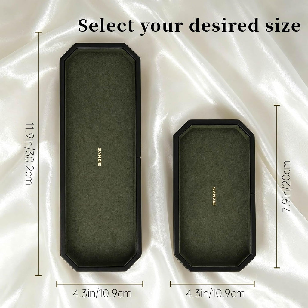Leather Valet Tray, Jewelry Trinket Organizer (Black, Small)