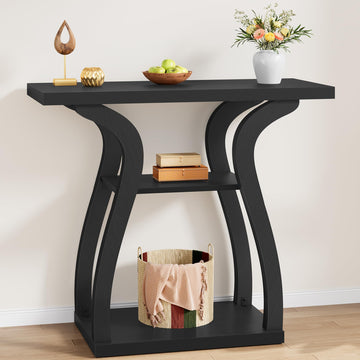 3-Tier Farmhouse Console Table 31.5", Black