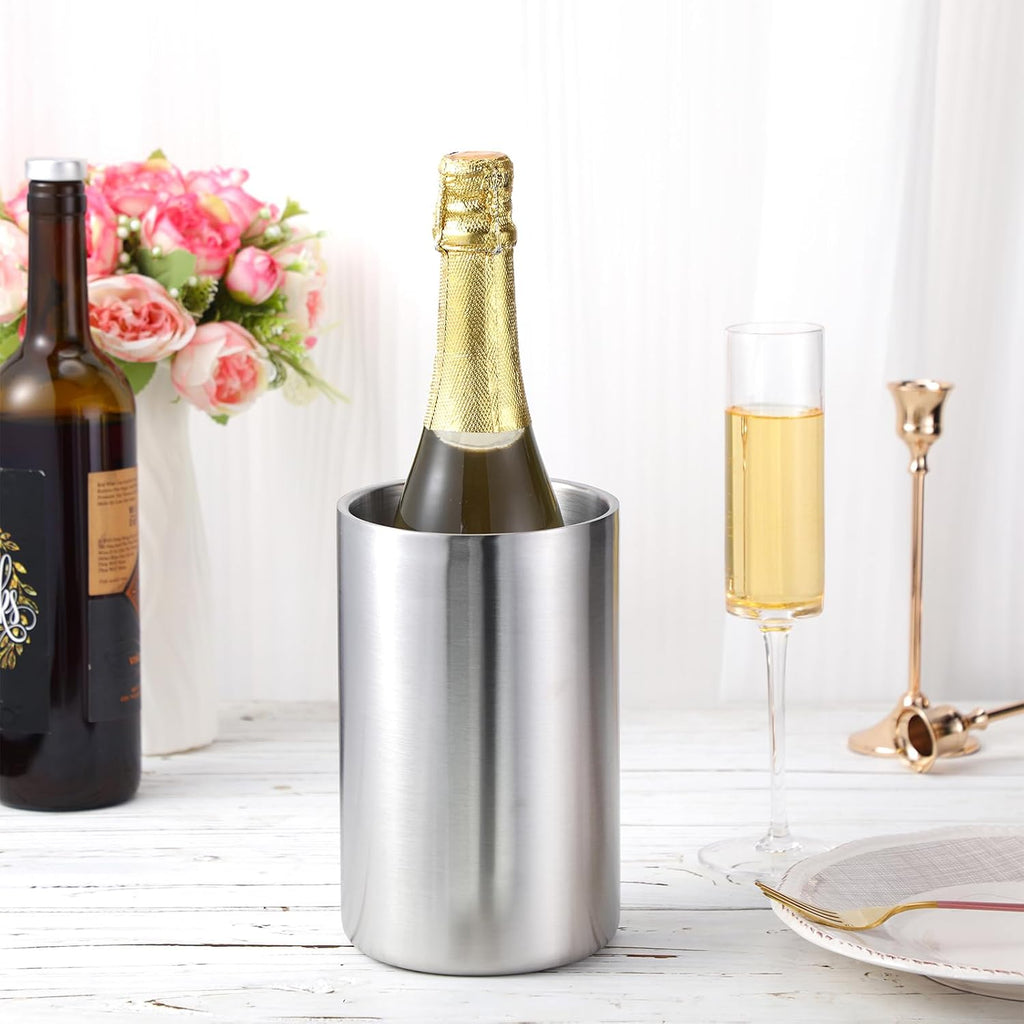 Wine Chiller Bucket Stainless Steel Wine Chiller Bottles for 750 ml Insulated Double Layer Bucket Cooler for Parties