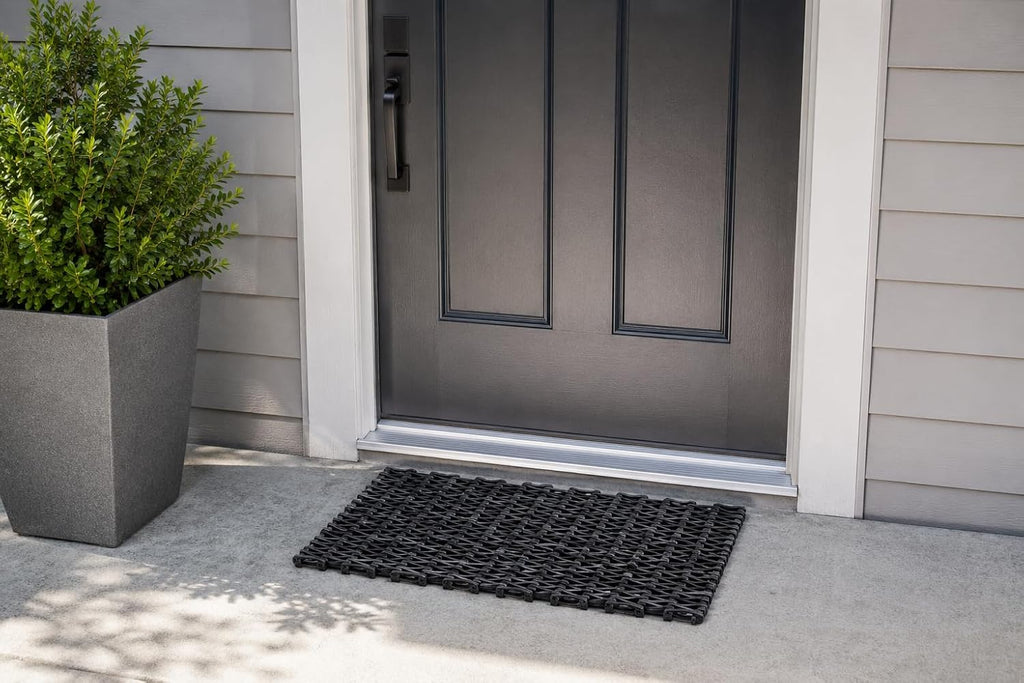Durite Outdoor Door Mat, Recycled Tire-Link Welcome Rubber Patio or Entrance Front Door Mat, 17" x 25", Heavy Duty